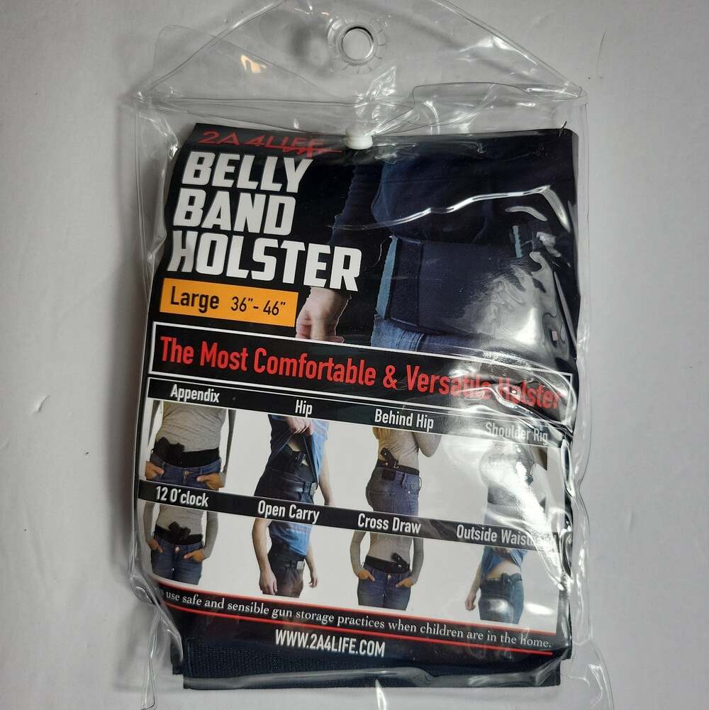 2A4LIFE Belly Band Holster Large 36-46" Black Concealed Carry Tactical Belt